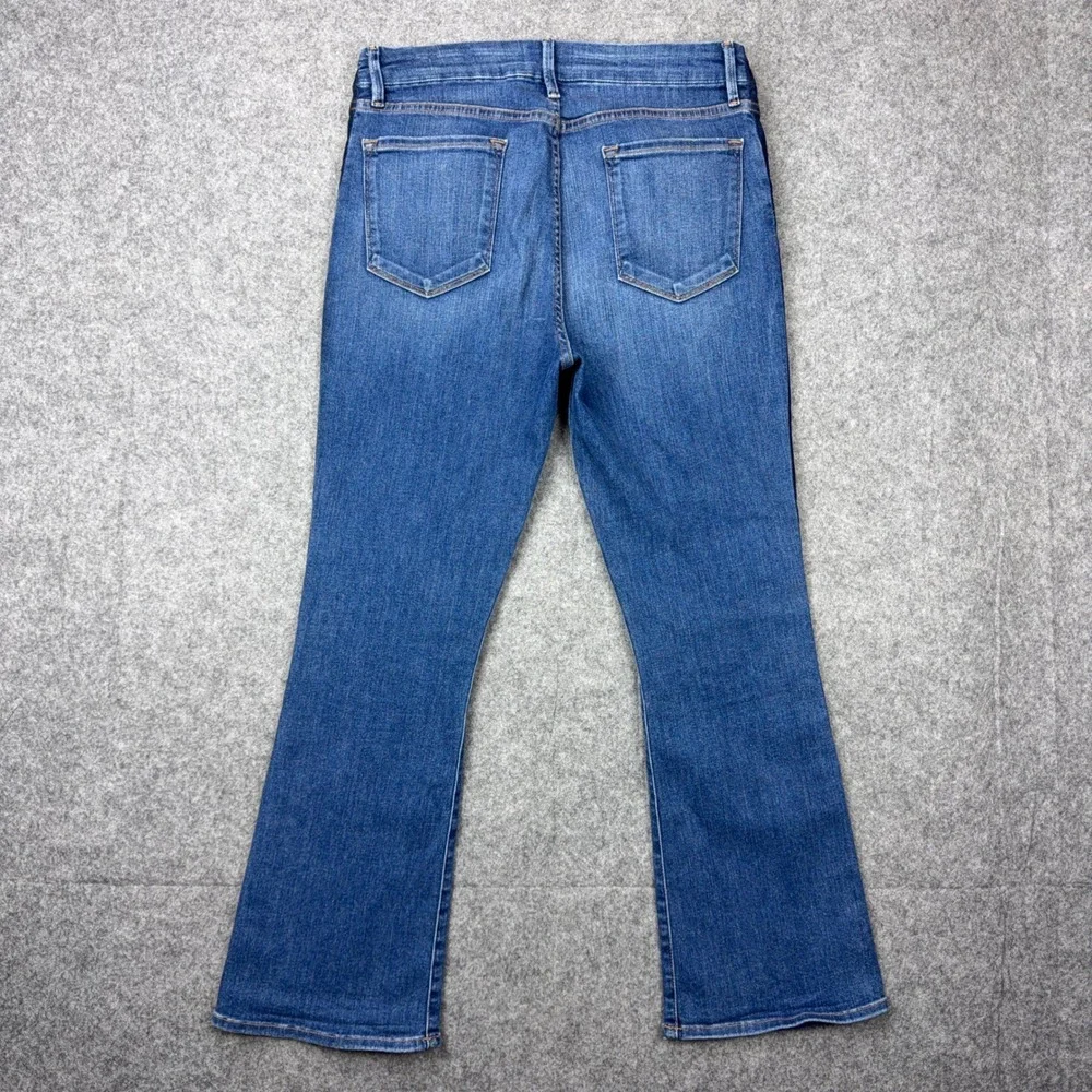 FRAME Jeans Women 32 Blue Le Crop Mini Boot High Rise Stripe Stretch Denim Pants